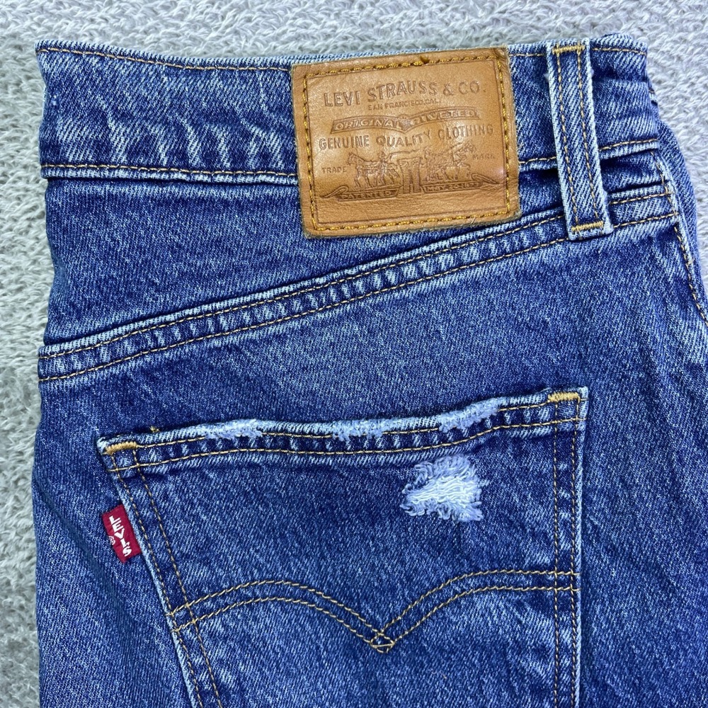 Levi's Premium 70s High Flare Women's Denim Jean Shorts Dark Wash Size 30 Cutout